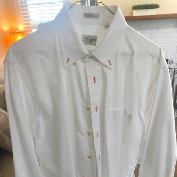 Gitman Brothers White Dress Shirt with Red Accents - Picture 1 of 5